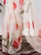 Unexpected Cream Organza Floral Printed Saree With Blouse