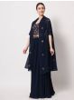 Stunning Navy Blue Embroidered Georgette Party Wear Lehenga