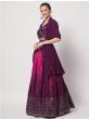 Glamorous Purple Mukaish Work Chinon Silk Party Wear Lehenga Choli