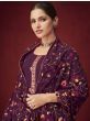 Tremendous Purple Thread Embroidered Georgette Festive Wear Salwar Suit