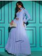 Prodigious Sky Blue Sequins Georgette Reception Wear Lehenga Choli