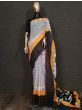 Grey Printed Linen Festive Wear Saree With Blouse