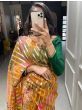 Cheerful Orange Zari Weaved Organza Party Look Saree With Blouse