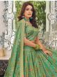 Mesmerizing Green Floral Printed Organza Mehendi wear Lehenga Choli