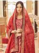 Astonishing Red Embroidered Art Silk Bridesmaid Lehenga Choli 
