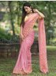 Glorious Pink Sequins Embroidered Satin Party Wear Saree