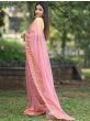 Glorious Pink Sequins Embroidered Satin Party Wear Saree