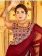 Stupendous Maroon Sequence Embroidered Silk Saree With Blouse