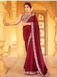 Stupendous Maroon Sequence Embroidered Silk Saree With Blouse