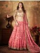 Pink Floral Digital Parinted Organza Wedding Wear Lehenga Choli