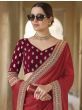 Red Embroidered Bordered Organza Festive Wear Saree