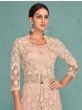 Awesome Peach Georgette Ready-Made Crop top Lehenga With Jacket