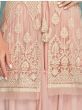 Awesome Peach Georgette Ready-Made Crop top Lehenga With Jacket