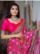 Elegant Dark Pink patola Printed Pure Gaji Silk Saree With Blouse