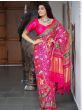 Elegant Dark Pink patola Printed Pure Gaji Silk Saree With Blouse