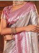 Stunning Grey Pure Kanchivaram Silk Saree With Blouse