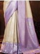 Exquisite Off-White Pure Kanchivaram Silk Saree With Blouse