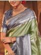 Enchanting Green-Blue Pure Kanchivaram Silk Saree With Blouse