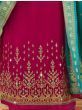 Appealing Dark Pink Thread Embroidered Georgette Palazzo Suit
