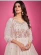 Awesome White Thread Work Georgette Gown With Dupatta