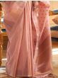 Adorable Peach Tissue Zari Weaving Saree With Blouse