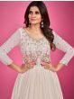 Awesome White Thread Work Georgette Gown With Dupatta