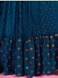 Amazing Navy-Blue Thread Work Silk Gown With Dupatta