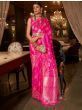 Prominent Pink Zari Weaving Pure Satin Wedding Wear Saree
