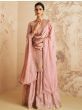Magnificent Dusty Pink Embroidered Chinon Ready-Made Palazzo Suit
