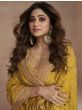 Beauteous Yellow Zari Embroidered Silk Party Wear Gown