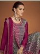 Engrossing Pink Embroidered Chinon Silk Festive Wear Sharara Suit