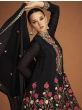 Breathtaking Black Floral Embroidered Chinon Party Wear Sharara Suit