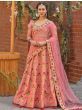 Pink Embroidered Silk Wedding Wear Lehenga Choli With Dupatta