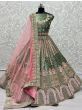 Magical Mehendi-Green Thread Work Velvet Wedding Lehenga Choli