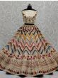 Marvelous Beige thread Embroidery Silk Bridal Wear Lehenga Choli