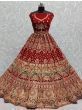  Scrumptious Red Dori Work Velvet Bridal Wear Lehenga Choli
