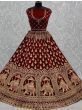 Fantastic Maroon Zari Embroidery Velvet Bridal Wear Lehenga Choli
