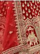 Charismatic Red Zari Embroidery Velvet Bridal Wear Lehenga Choli