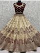 Excellent Beige Dori Embroidered Silk Bridal Wear Lehenga Choli