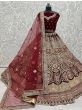 Classic Maroon Velvet Embroidered Bridal Lehenga With Net Dupatta