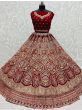 Rani Pink Heavy Embroidered Velvet Bridal Wedding Wear Lehenga Choli 