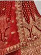 Attractive Red Velvet Multi-Thread Zari With Bridal Wear Lehenga Choli