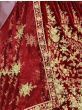 Glamorous Maroon Multi-Thread Bridal Lehenga Choli In Velvet
