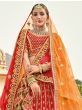 Marvelous Red Heavy Embroidered Banarasi Silk Bridal Lehenga Choli