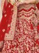 Lavish Red Floral Embroidery Banarasi Silk Bridal Lehenga Choil