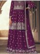 Outstanding Wine Embroidered Georgette Designer Gharara Suit