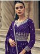 Incredible Purple Embroidered Georgette Wedding Wear Gharara Suit