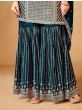 Bewitching Teal Green Sequins Chinon Reception Wear Sharara Suit