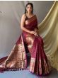 Beautiful Maroon Zari Woven Silk Reception Wear Saree With Blouse