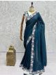 Ravishing Blue Sequins Silk Reception Wear Saree With Blouse